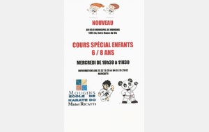 COURS SPECIAL ENFANTS 6/8 ANS LE MERCREDI DE 10h300 11H30