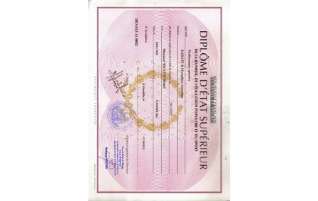 DIPLOME D'ETAT SUPERIEUR POUR LE PROFESSEUR MICHEL