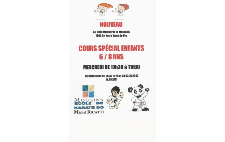 COURS SPECIAL ENFANTS 6/8 ANS LE MERCREDI DE 10h300 11H30